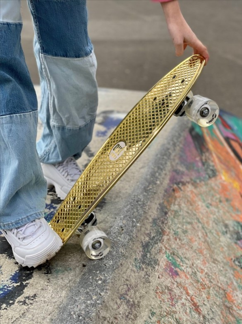 Пенні борд Outsiders Chrome Edition Retro Skateboard Золотий (5711336034786) - зображення 6