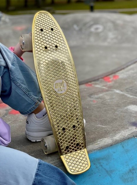 Пенні борд Outsiders Chrome Edition Retro Skateboard Золотий (5711336034786) - зображення 7