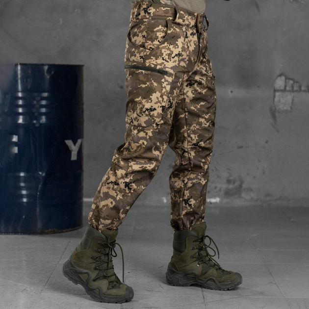 Утепленные мужские Брюки SoftShell с Высоким Поясом / Плотные Штаны на флисе пиксель размер XL - изображение 2