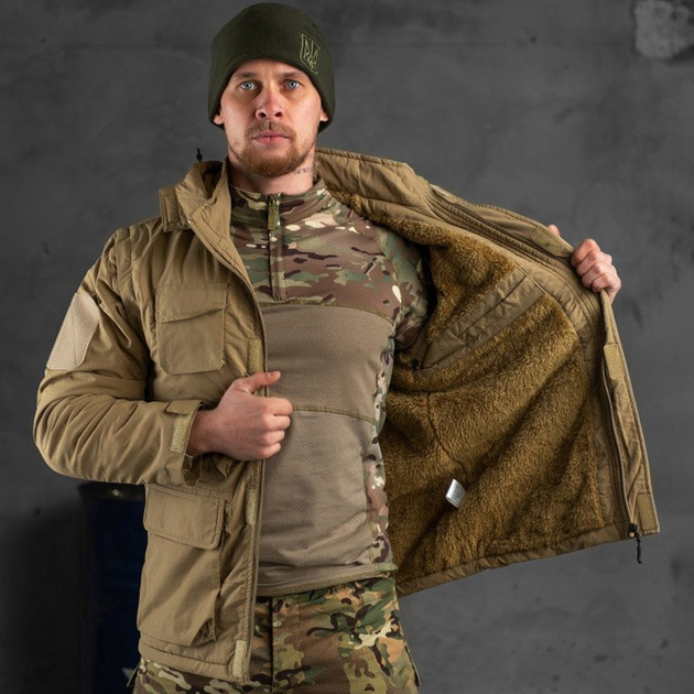 Чоловіча вологозахищена куртка-жилет з хутряним утеплювачем / Трансформер 2в1 "Outdoor" койот розмір M - зображення 1