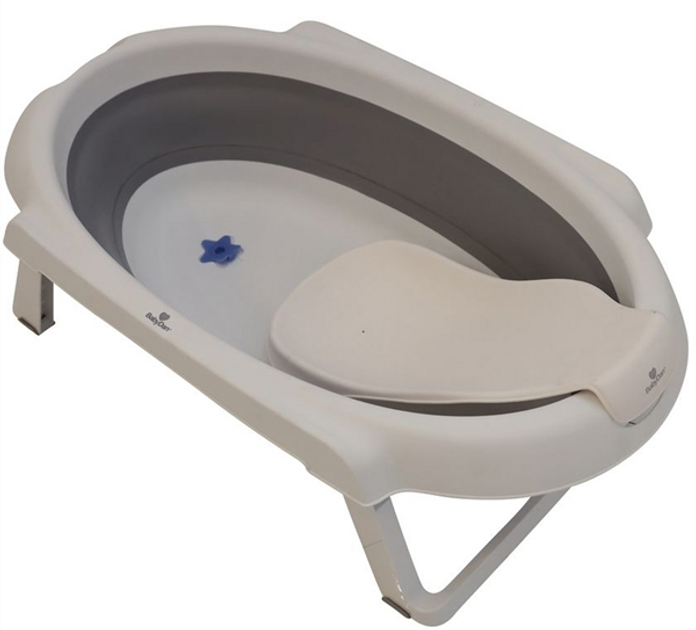 Ванна для немовлят BabyDan Bath Set Fold Baby Bath 30 л біло-сіра (5705548043841) - зображення 1