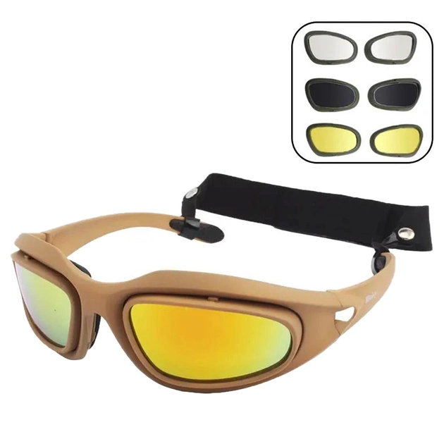 Защитные очки Daisy C5 с четырьмя сменными линзами и чехлом койот размер универсальный - изображение 1