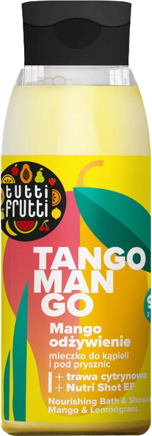 Mleczko do kąpieli i pod prysznic Farmona Tutti Frutti odżywcze mango i trawa cytrynowa + nutri shot Ef 400 ml (5900117976258) - obraz 1