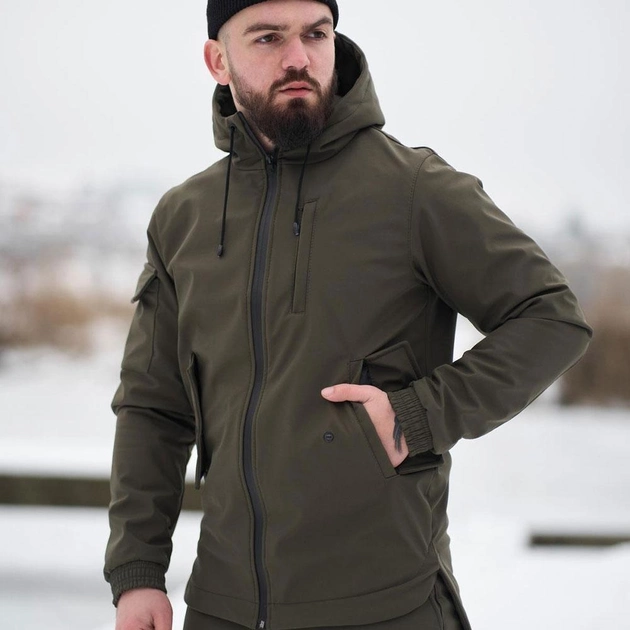 Мужская демисезонная Куртка Intruder SoftShell с капюшоном хаки размер XXXL - изображение 1