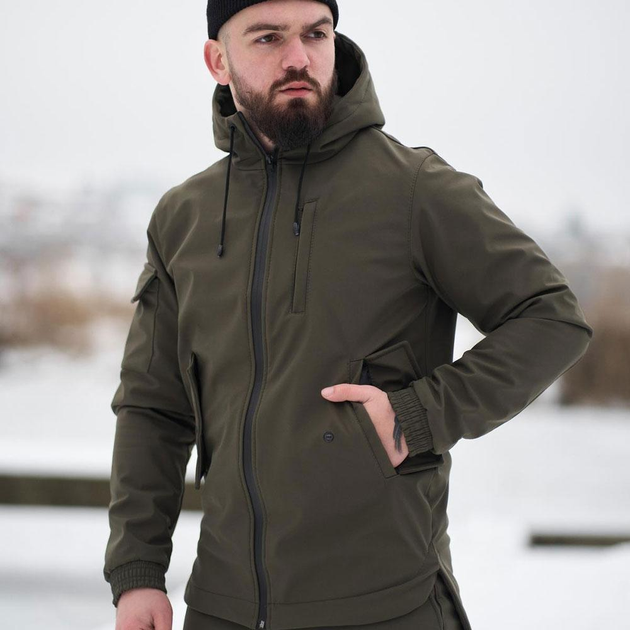 Чоловіча демісезонна Куртка Intruder SoftShell з капюшоном хакі розмір XXL - зображення 1