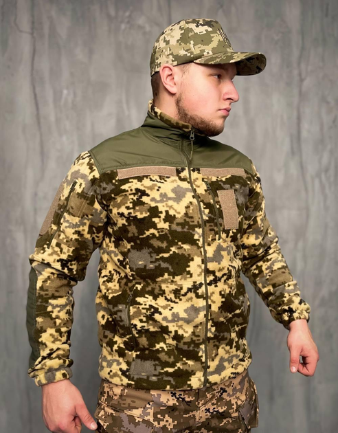 Тактична флісова кофта зі вставками Softshell, кофта для військових фліска Піксель 50 - изображение 1