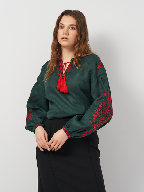 Вышиванка женская с узором NARODNYY BUTIK Цветочный сад 1017.1 44 Зеленая (2000000211374) 