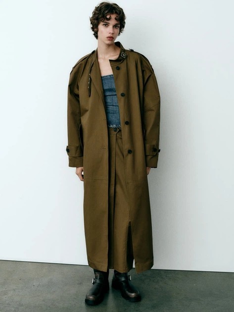 Тренч женский Zara 862580003 S Зеленый (1159798232) – Брендовая