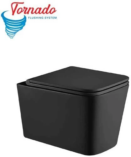 Комплект подвесного унитаза с крышкой Koller Pool Kvadro Rimless Tornado и инсталляции Koller Pool с клавишей 3в1, чорный матовый (KR-0530-RQ-MB/KP-112-001/KP-226-017) - изображение 3