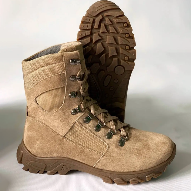 Утепленные Берцы из натуральной кожи / Зимние ботинки с подкладкой Airtex в цвете койот размер 39 - изображение 2