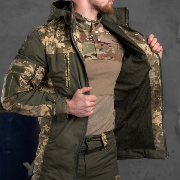 Легкий мужской Костюм Горка Куртка с капюшоном + Брюки / Полевая Форма саржа пиксель размер 2XL - изображение 2