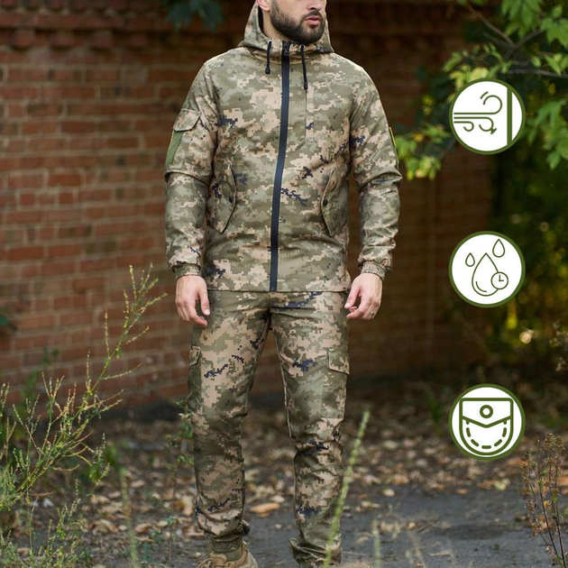 Легкий мужской Костюм Intruder Terra Куртка с капюшоном + Брюки / Полевая Форма зеленый пиксель размер S - изображение 1