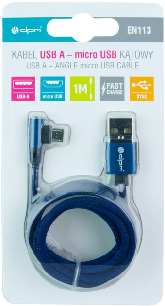 Kabel DPM USB-A - micro-USB kątowy 1 m niebieski (5906881212660) - obraz 4