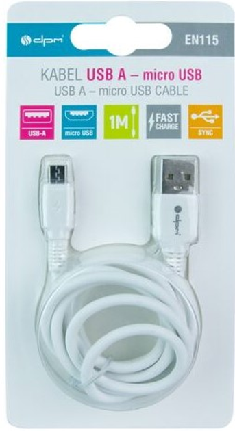 Kabel DPM USB-A - micro-USB 1 m biały (5906881212684) - obraz 3