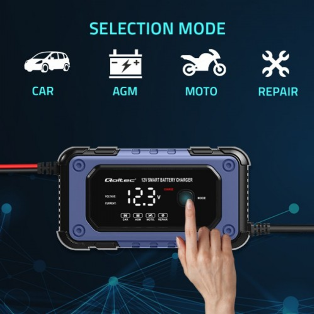Ładowarka Qoltec Battery charger with repair function 12V 6A - obraz 3