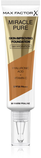 Podkład do twarzy Max Factor Miracle Pure Skin-Improving Foundation 24h Hydration SPF 30 89-Warm Praline 30 ml (3616302638628) - obraz 1
