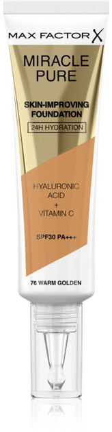 Podkład do twarzy Max Factor Miracle Pure Skin-Improving Foundation 24h Hydration SPF 30 76-Warm Golden 30 ml (3616302638772) - obraz 1