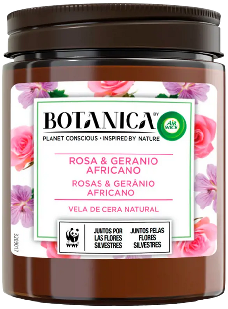 Świeca zapachowa Air Wick Botanica Vela Rose & Geranium 205 g (8410104895860) - obraz 1