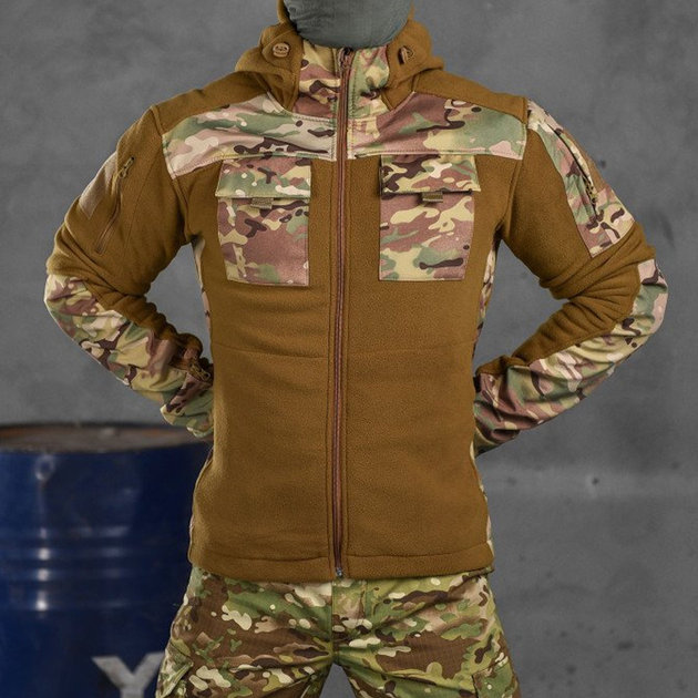 Мужская Флисовая Куртка "Battle combo" с вставками SoftShell койот размер M - изображение 1