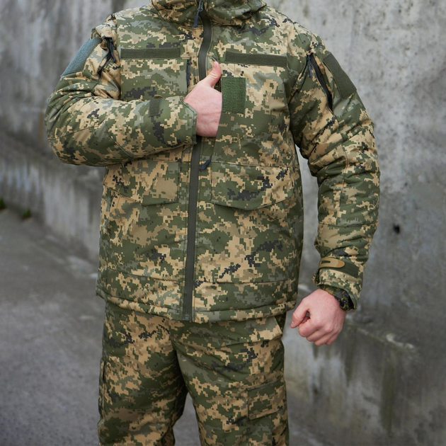 Мужская зимняя куртка до -20 С с синтепоновым утеплителем / Влагозащищенный мембранный Бушлат пиксель размер S - изображение 2