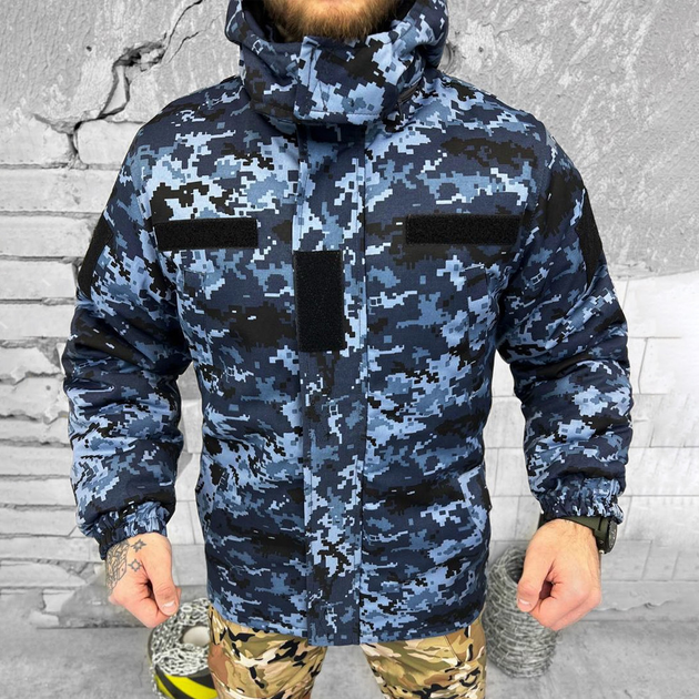 Мужской бушлат на флисе "Urban Camouflage" / Зимняя куртка с силиконовым утеплителем пиксель размер M - изображение 1
