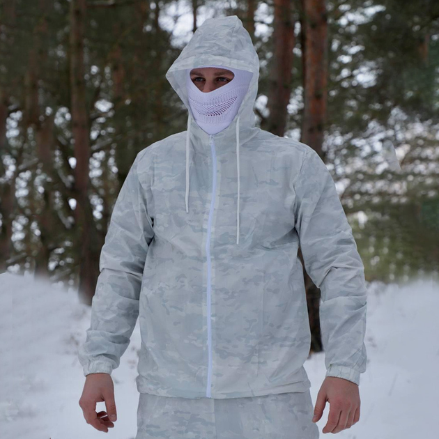 Мужской Маскировочный Костюм Куртка + Штаны / Маскхалат белый мультикам размер XL - изображение 2
