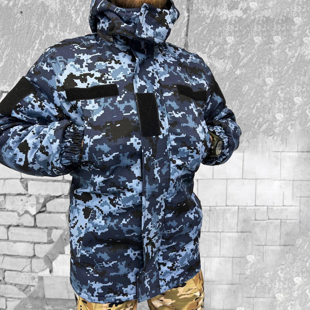 Мужской бушлат на флисе "Urban Camouflage" / Зимняя куртка с силиконовым утеплителем пиксель размер XL - изображение 2