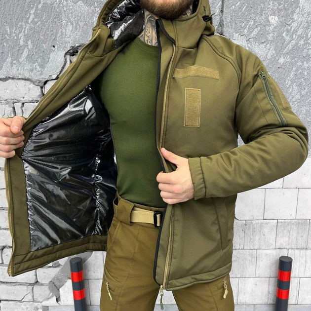 Мужская куртка FALKON на синтепоне с подкладкой Omni-Heat олива размер M - изображение 1