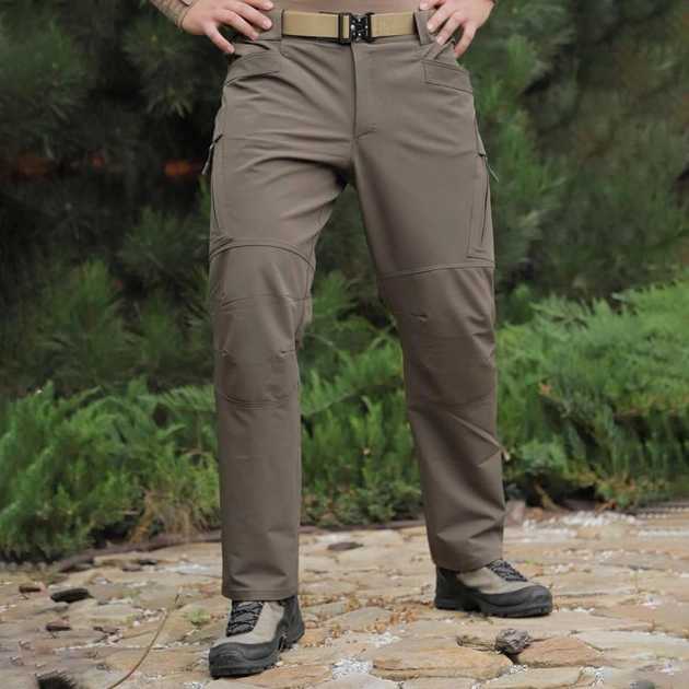 Мужские влагозащищенные брюки с карманами олива размер XL - изображение 1