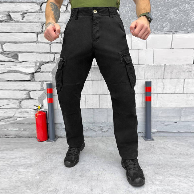 Чоловічі Штани Loshan на флісі чорні / Утеплені бавовняні Брюки з 7-ма кишенями розмір S 30 - зображення 1