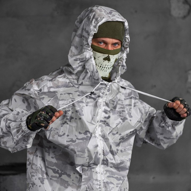 Мужской маскировочный костюм дождевик "Arctic" + чехол / Куртка + брюки белый мультикам размер универсальный - изображение 2