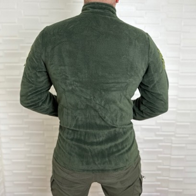 Чоловіча флісова кофта з липучками під шеврони темна олива розмір XL - зображення 2