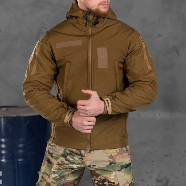 Демисезонная Мужская Куртка "Leon" Softshell с липучками под шевроны койот размер M - изображение 1