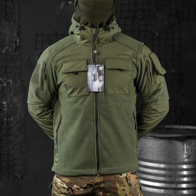 Мужская флисовая Куртка с вставками Softshell олива размер XL - изображение 2