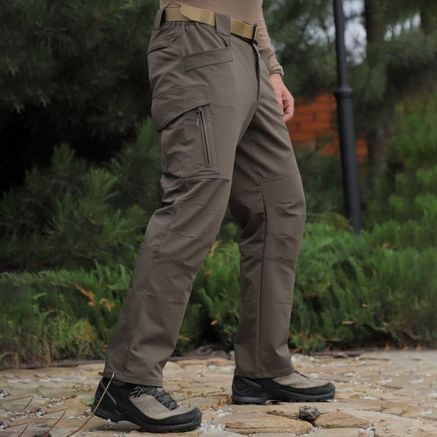 Мужские влагозащищенные брюки с карманами олива размер L - изображение 2
