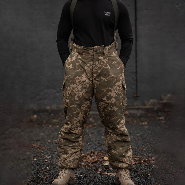 Чоловічі зимові Штани з утеплювачем Thermoloft та підтяжками / Утеплені брюки піксель розмір XL - зображення 1