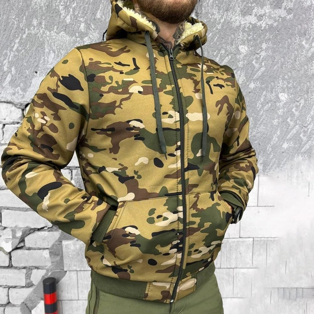 Мужская зимняя куртка Softshell на меху / Верхняя одежда с манжетами мультикам размер XL - изображение 2
