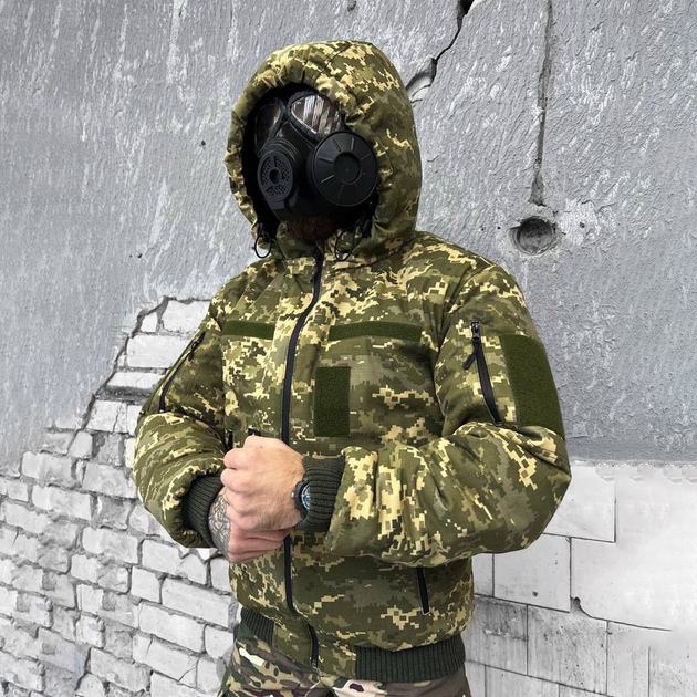 Мужская зимняя куртка "Logos-Tac" с мехом шиншиллы / Теплая верхняя одежда Rip-Stop пиксель размер L - изображение 2
