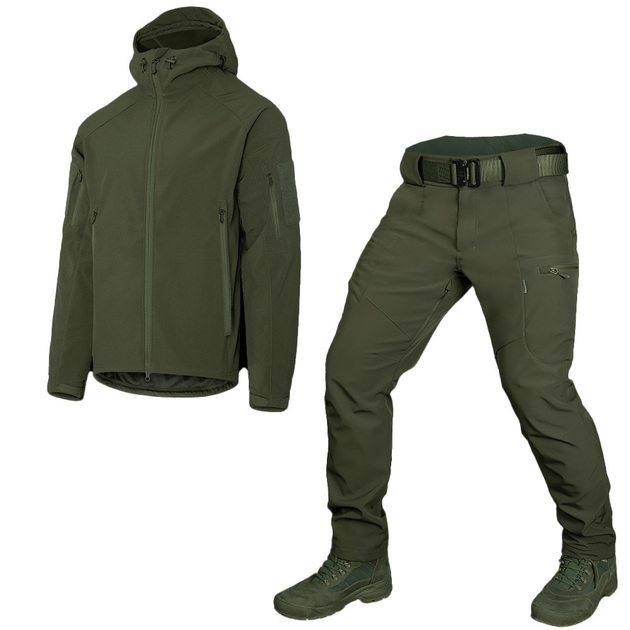 Мужской костюм Куртка + Брюки SoftShell на флисе / Демисезонный Комплект Stalker 2.0 олива размер XL - изображение 2