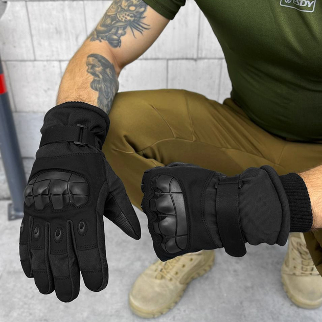 Зимние рукавицы "Magnum" с усиленной ладонью и защитным вставками черные размер XL - изображение 1