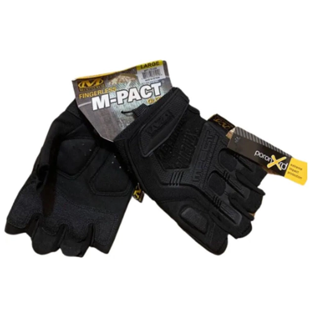 Беспалые Перчатки Mechanix M-Pact с резиновыми вставками черные размер L - изображение 1