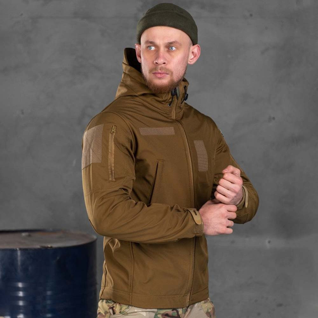 Демисезонная Мужская Куртка "Leon" Softshell с липучками под шевроны койот размер 2XL - изображение 2