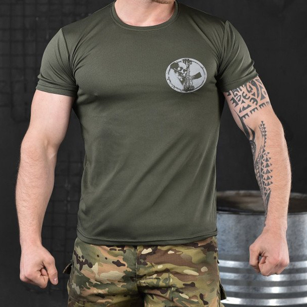 Потовідвідна чоловіча футболка Odin coolmax з принтом "Dzen" олива розмір L - зображення 1