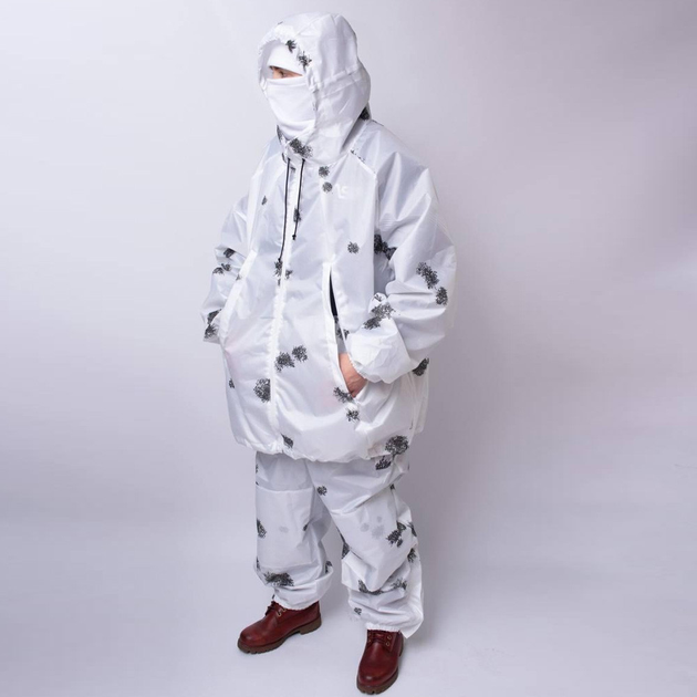 Зимний маскировочный костюм "Клякса" / Маскхалат белый камуфляж / Комплект куртка + брюки размер 52-54 - изображение 2