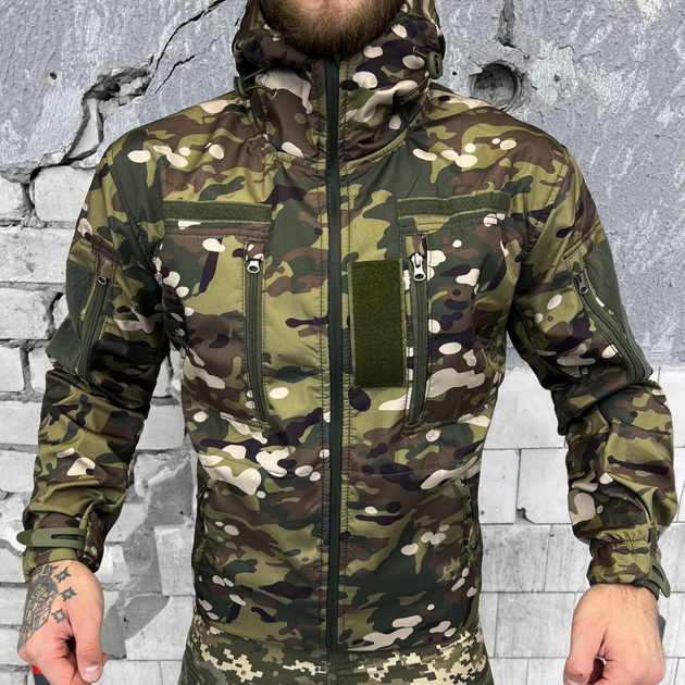 Демисезонная мужская Куртка Softshell на флисе с Капюшоном и Липучками под шевроны мультикам размер L - изображение 1