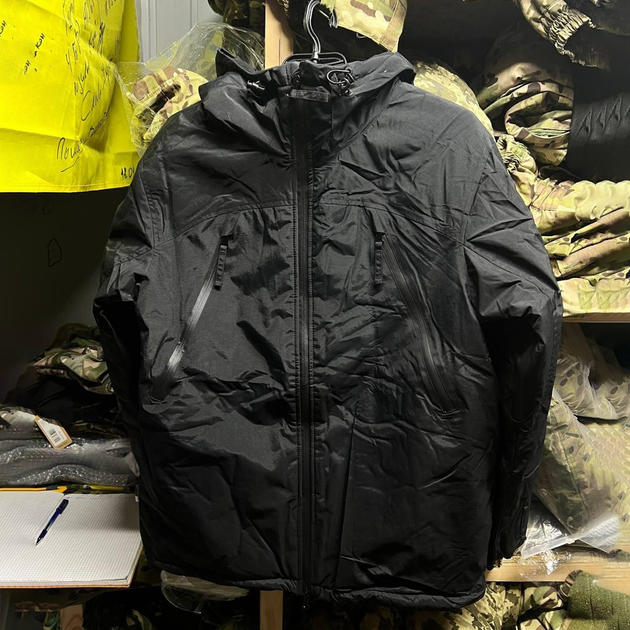 Мембранна Чоловіча Куртка Level 7 з утеплювачем еко-пух чорна розмір S - зображення 1