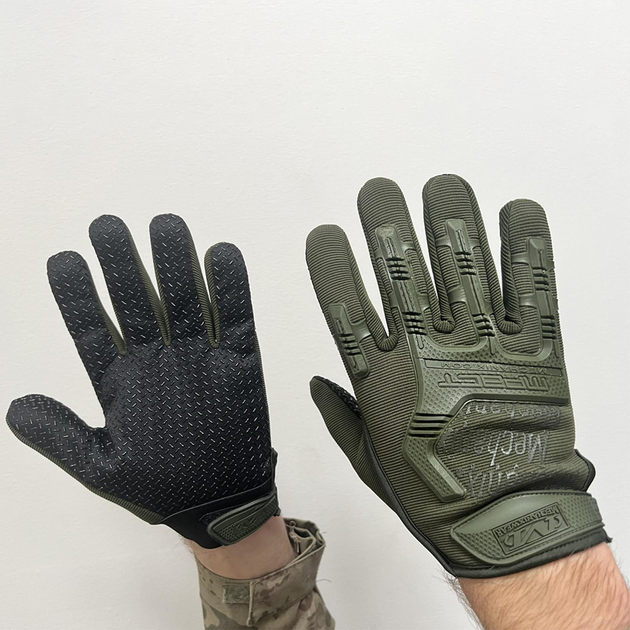 Перчатки Mechanix M-Pact с защитными накладками олива размер M - изображение 2