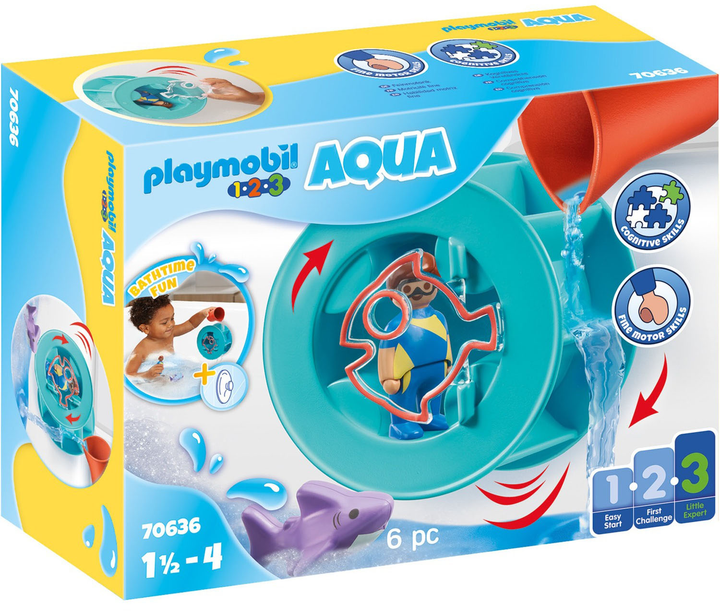 Młyn wodny Playmobil 1.2.3 Aqua z dzieciątkiem rekinem (4008789706362) - obraz 1