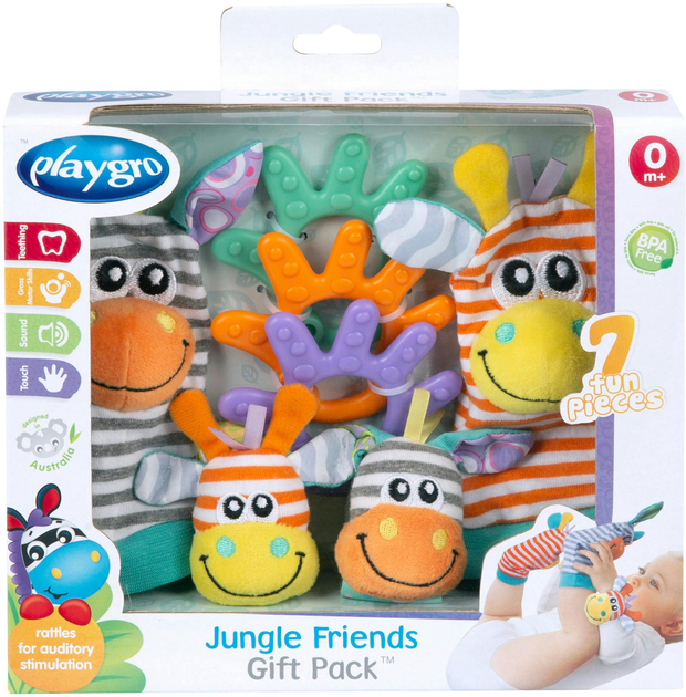 Набір брязкалець Playgro Jungle Friends для зап'ястя та ніжок (9321104884053) - зображення 1