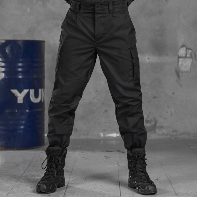 Чоловічі міцні Штани з Накладними кишенями на липучках / Щільні Брюки ріп-стоп чорні розмір XL - зображення 1